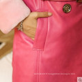 Manteau en peau de mouton et cuir d&#39;agneau rose Fashion Lady